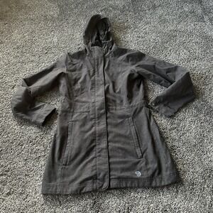 Mountain Hardwear Coat Womens Medium Gray Hooded Softshell Parka Full‎ Zip